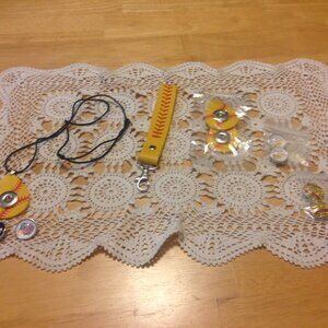 Snap Jewelry Softball Fan Bundle - Earrings, Necklace, Keychain, Buttons